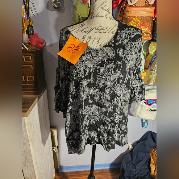 A.n.a A New Approach Black And White Top Ladies Xxlarge Flowy Arms. - Picture 6 of 10